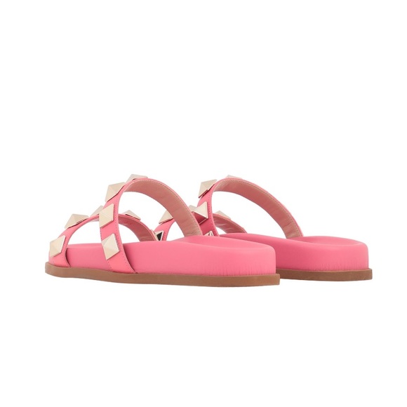 Women's Pink Valentino Garavani Macro Stud Slides - Picture 3 of 4